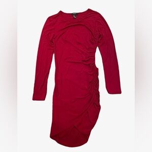 Forever 21 Vibrant Red Long Sleeve Dress